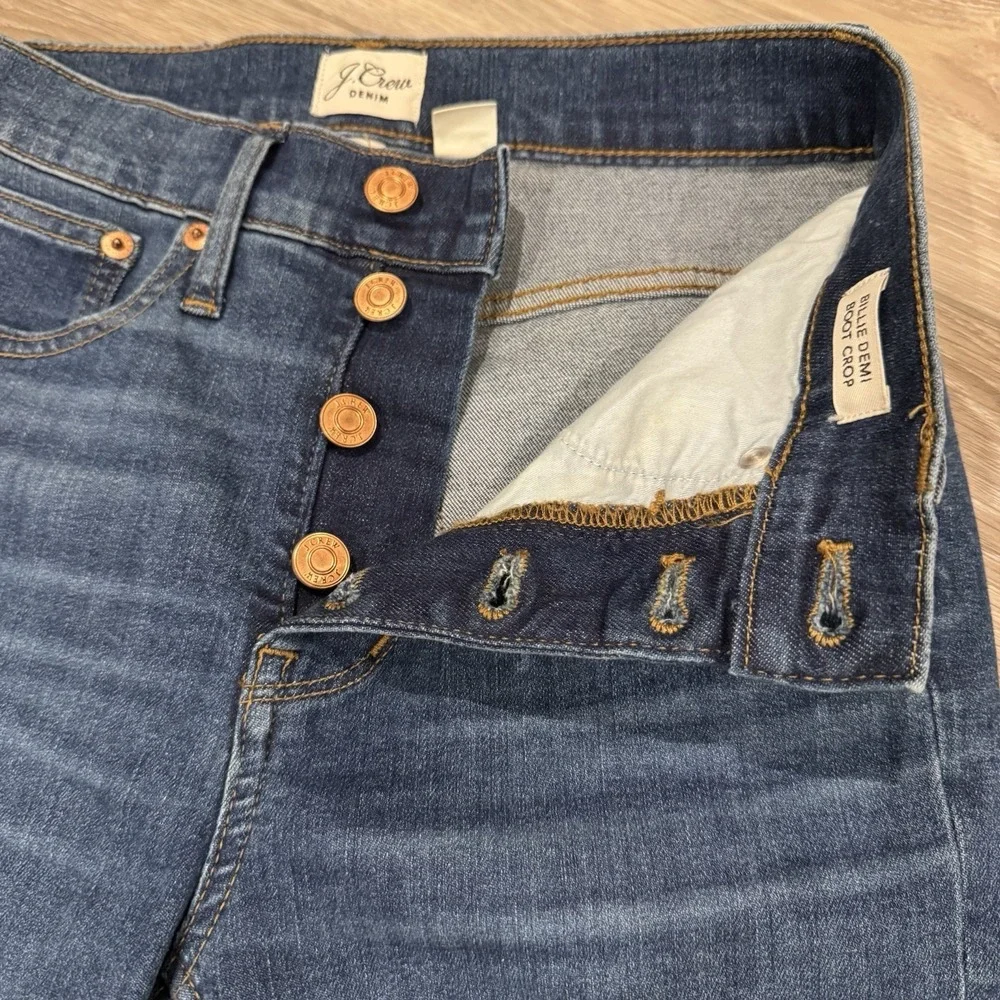J.Crew Billie Demi Boot Crop Jeans‎ Women's 24 High Rise Button Fly Raw Hem
